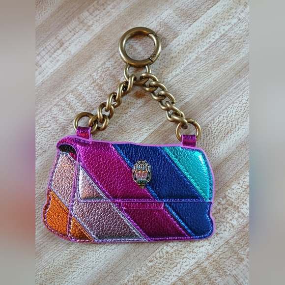 Kurt Geiger NWT/NIB Rainbow Metallic Kensington Bag Charm/Keychain - Picture 3 of 6